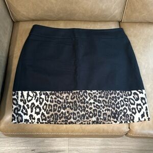Banana Republic -Black & Leopard Print Skirt - Size 14